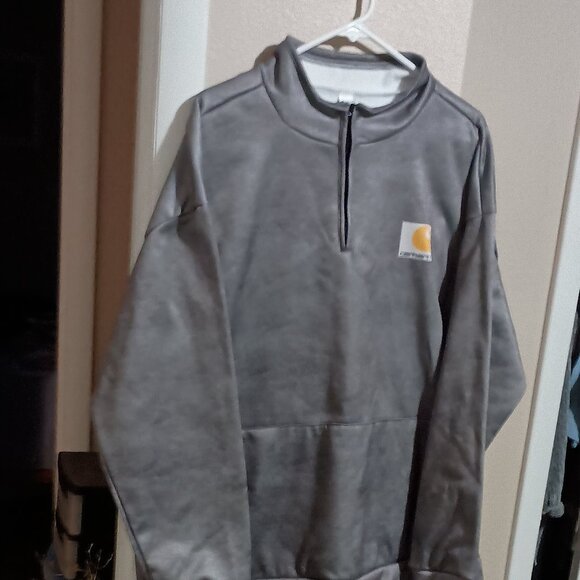 Carhartt Mens 1/4 Zip Long Sleeve Pullover Size 3XL Metallic Silver Gray - Picture 3 of 13